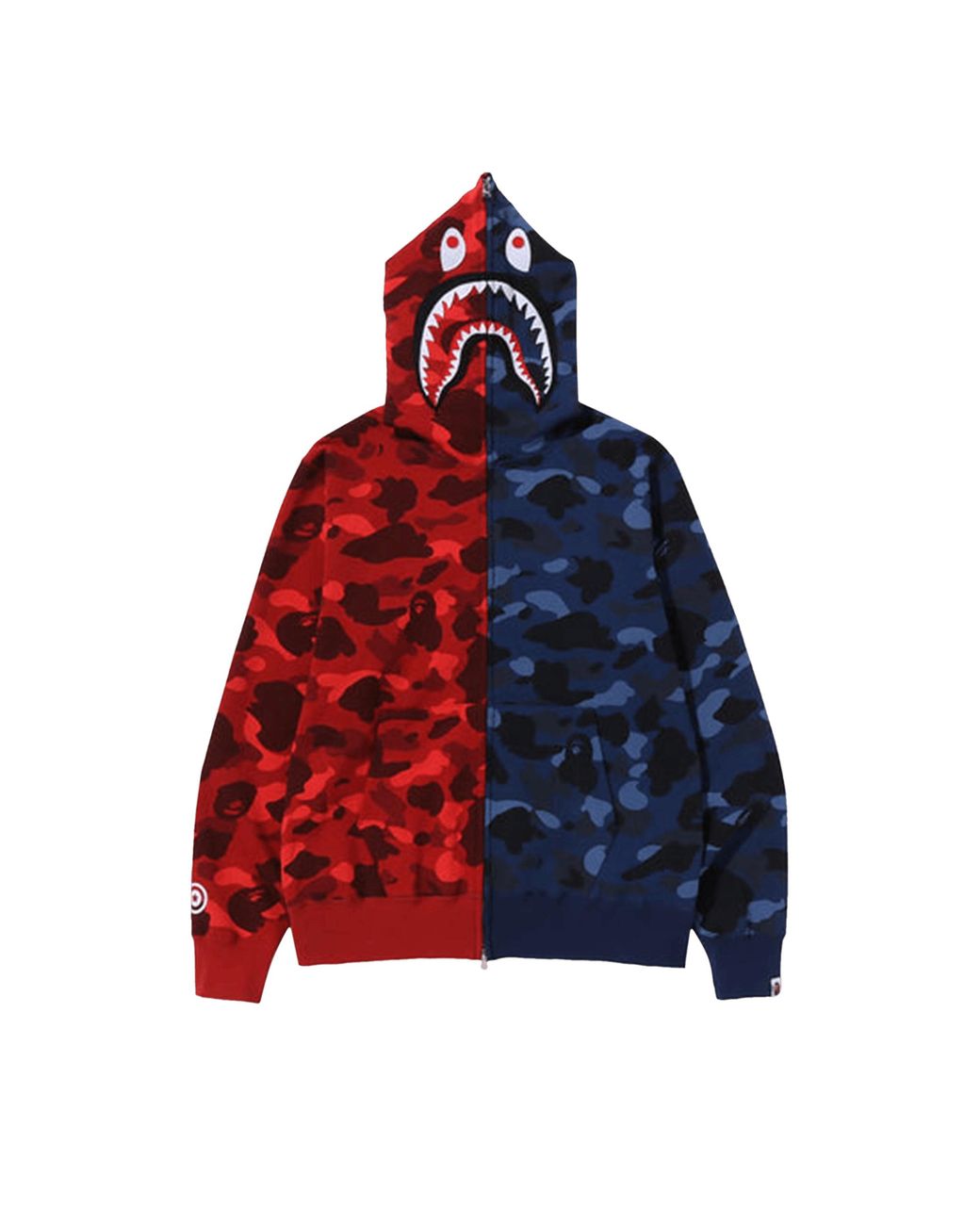 A Bathing Ape Men's Color Camo Shark Full Zip Hoodie 'red/navy'