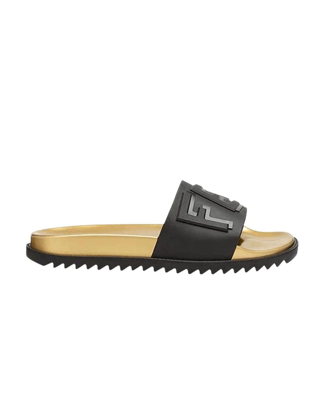 Fendi Layered Logo Slides 'black Gold' in Metallic for Men | Lyst