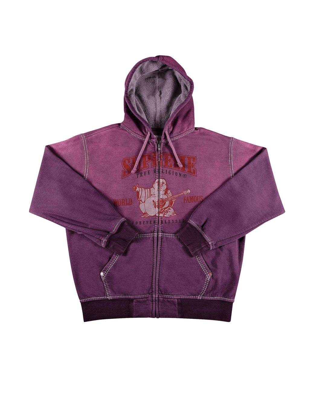 Supreme Men's X True Religion Zip Up Hooded Sweatshirt 'purple'