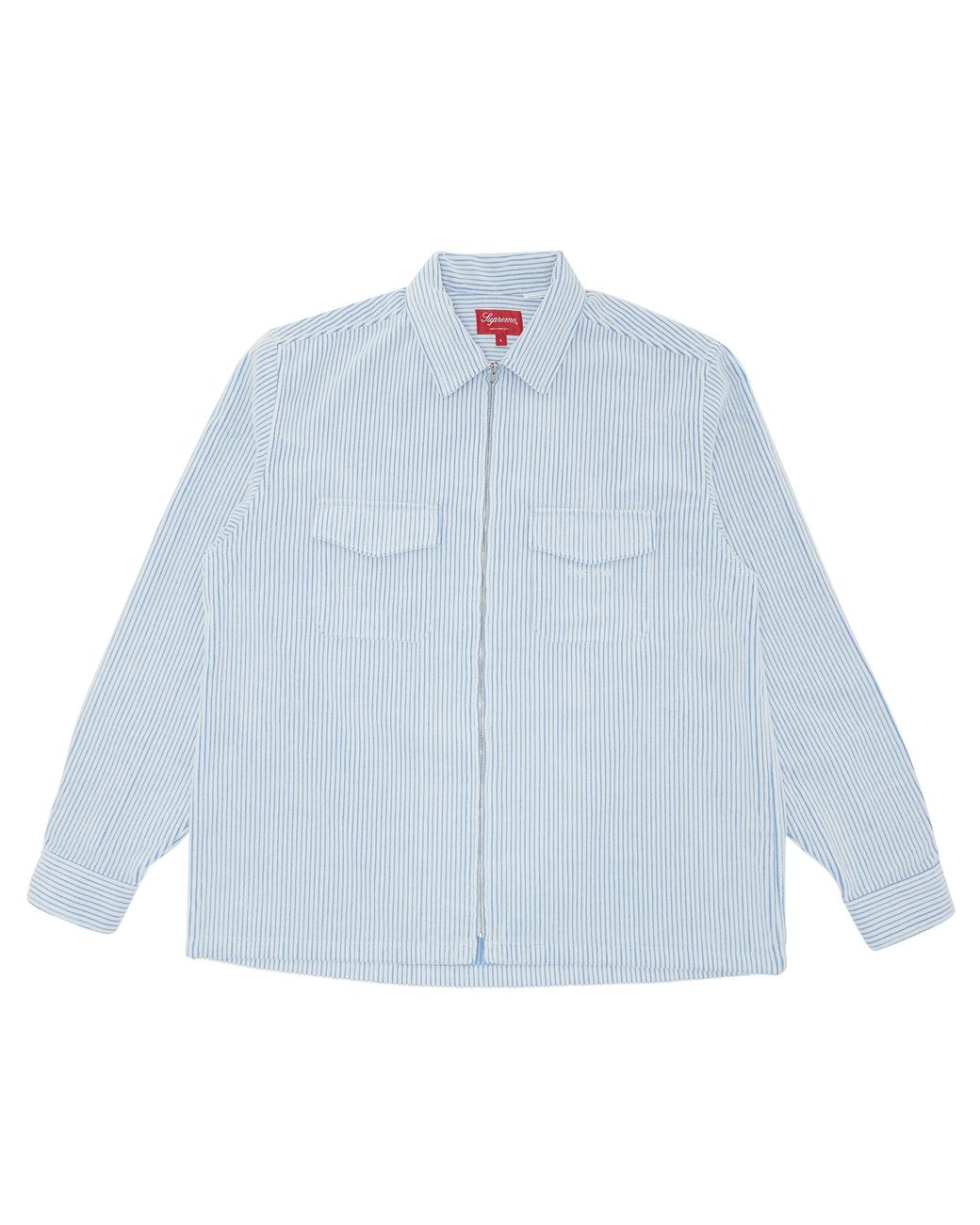 Supreme Men's Blue 2-tone Corduroy Zip Up Shirt 'white'