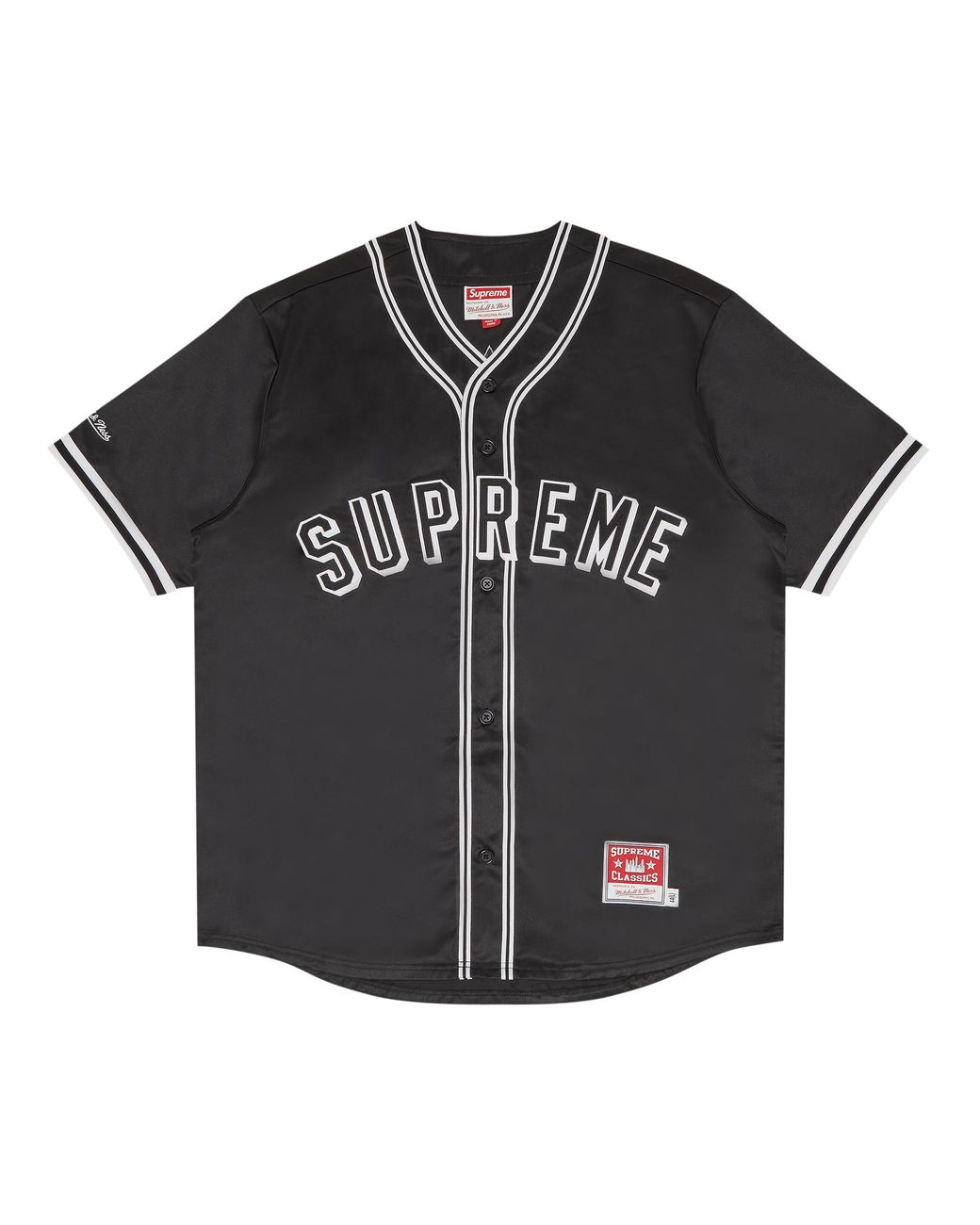 Supreme X Mitchell & Ness Satin Baseball Jersey 'black' for Men | Lyst