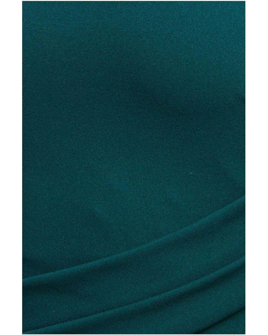Goddiva Green Asymmetric Neck Diamante Embellished Maxi Dress
