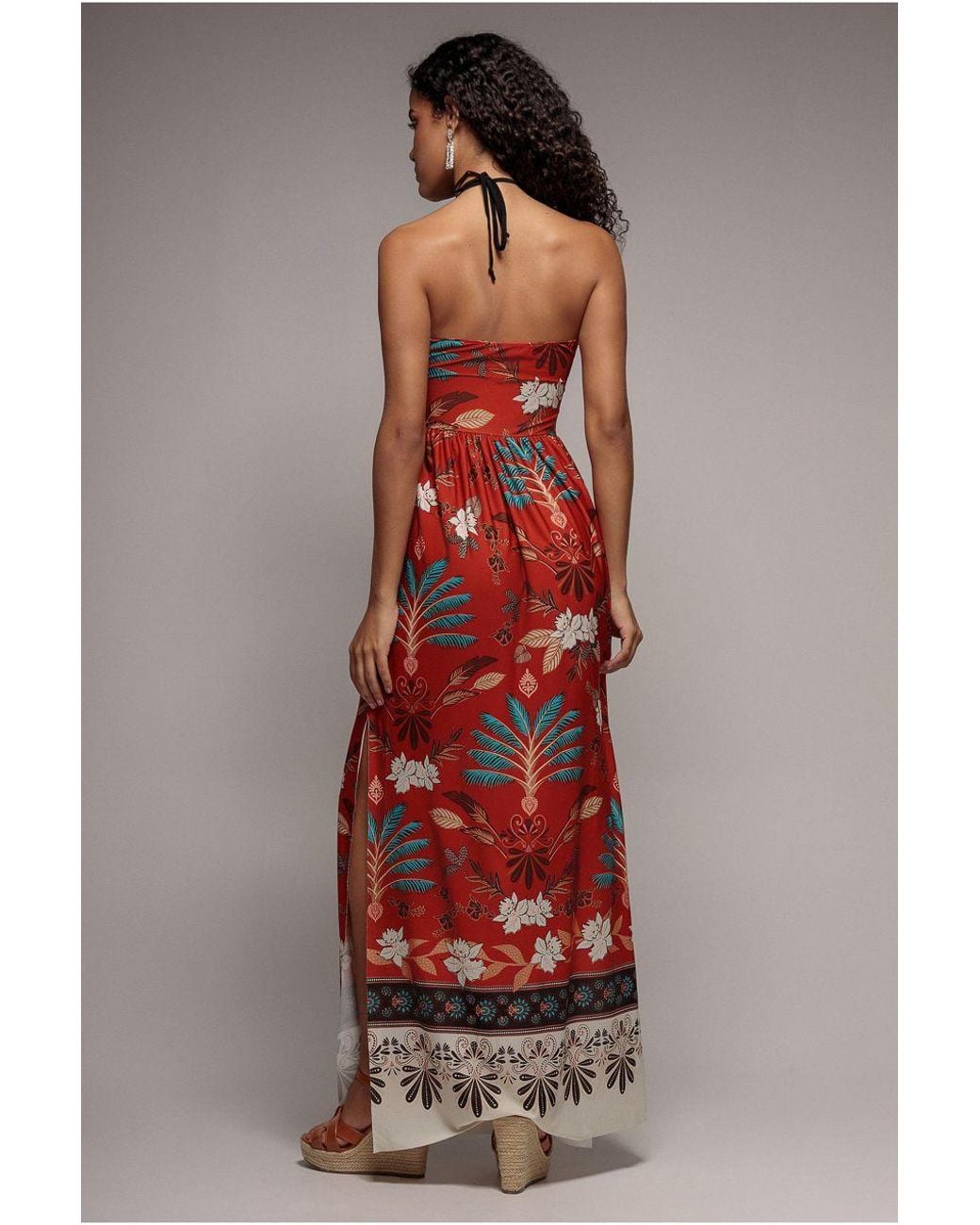 Goddiva Orange Printed Tie Back Maxi