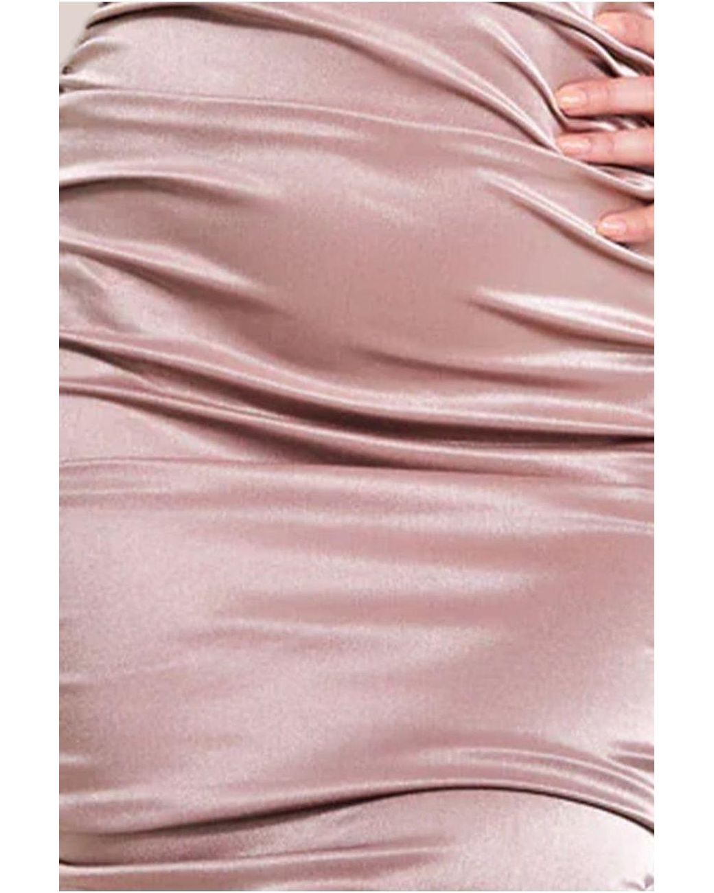 Goddiva Multicolor Ring Detail One Shoulder Ruched Midi