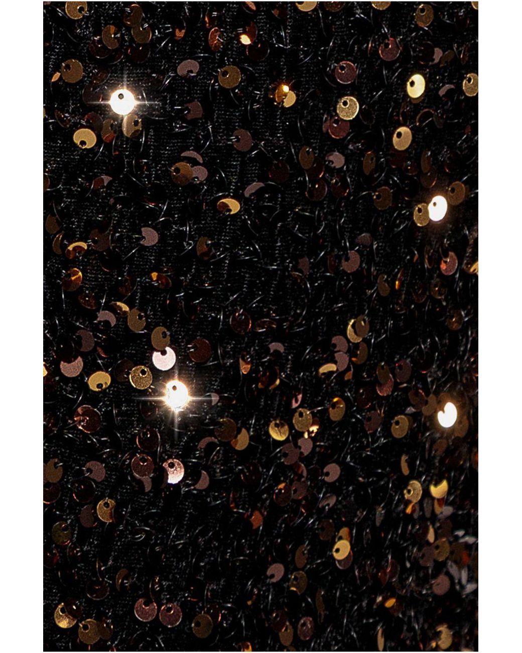 Goddiva Metallic Multi Sequin & Velvet Bardot Midi Dress