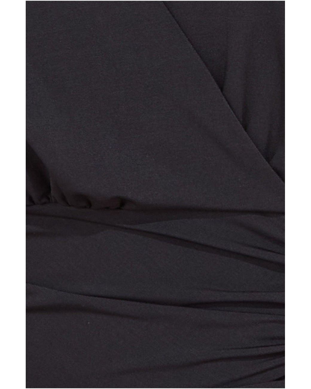 Goddiva Black Front Wrap Gathered Maxi Dress