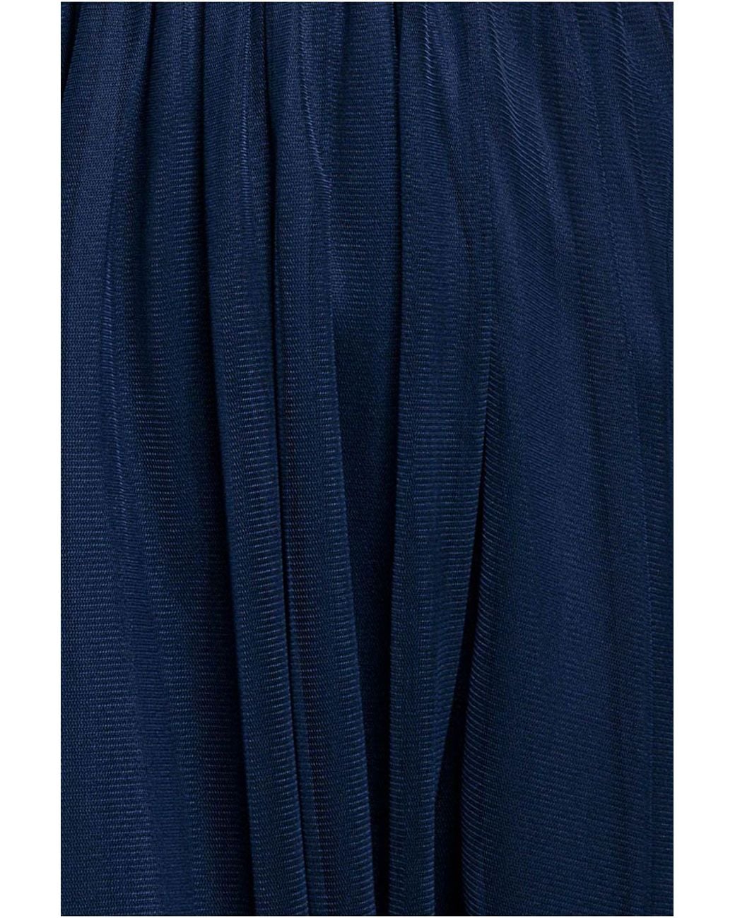 Goddiva Blue Halter Neck Mesh Tie Maxi Dress