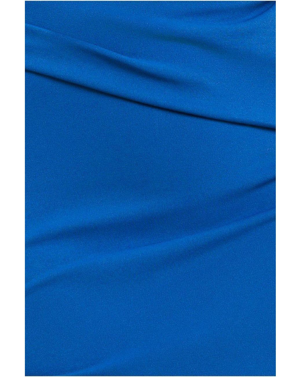 Goddiva Blue Front Wrap Pleated Scuba Midi Dress