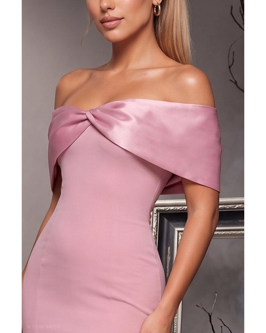 Goddiva Gray Bardot Satin & Scuba Midi Pageant Princess Halloween Costume