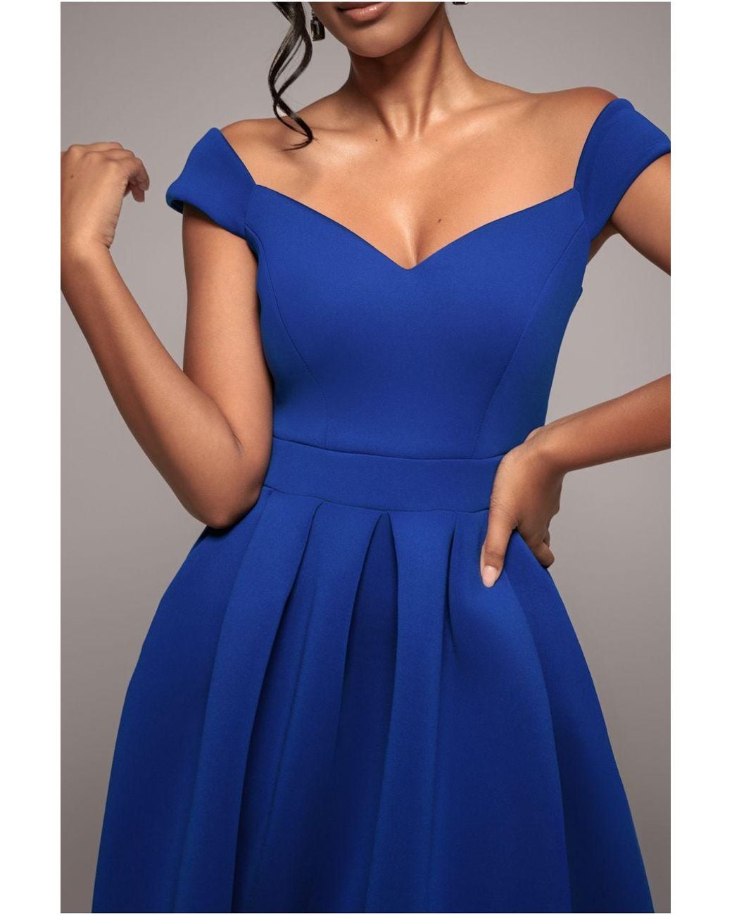 Goddiva Blue Scuba Foam Skater Midi Dress
