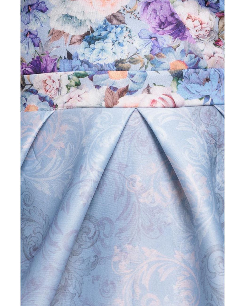 Goddiva Blue Sweetheart Floral Midi Dress