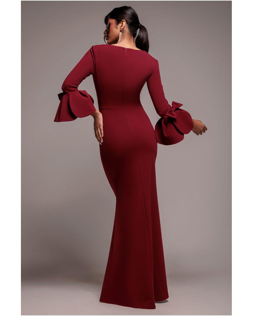 open lace back dress One Shoulder Evening Maxi Dress - Red