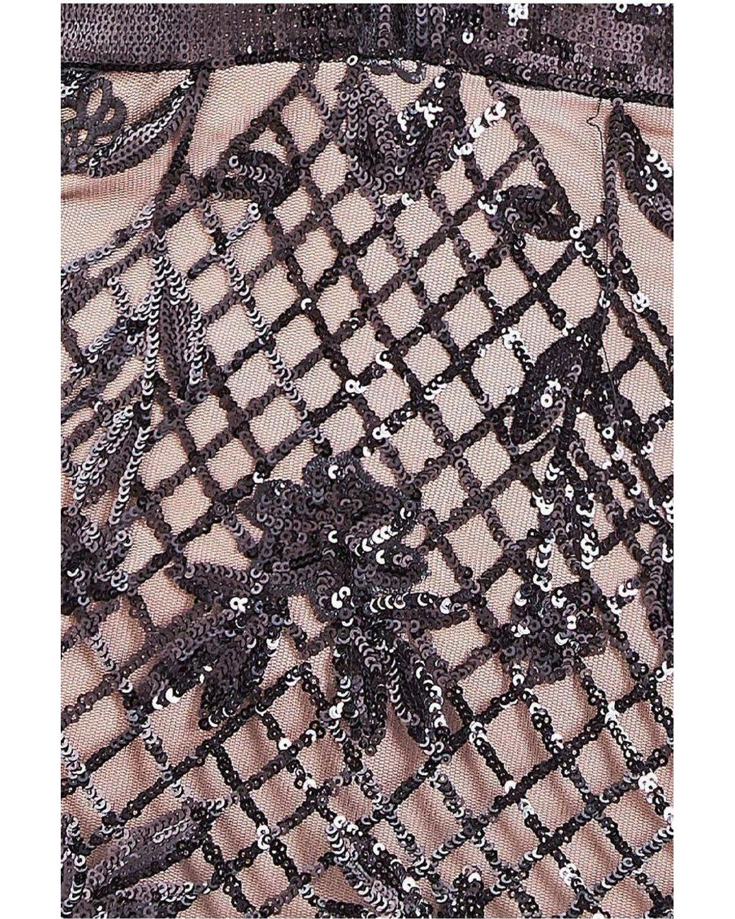 Goddiva Black Modesty Sequin Evening Maxi Dress
