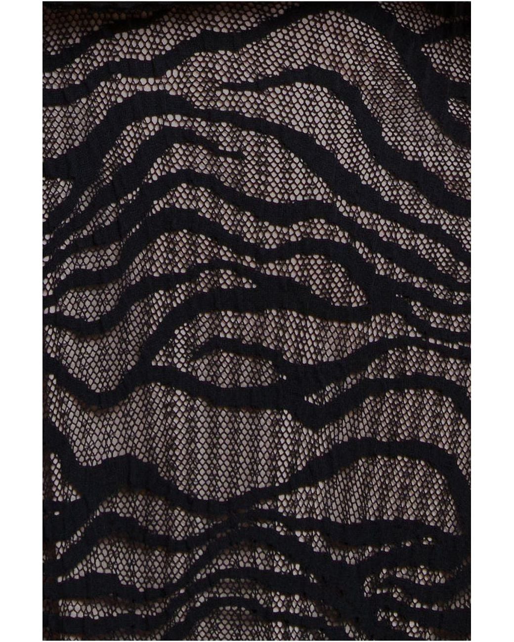Goddiva Black Geo Wave Flare Skirt Long Sleeve Dress