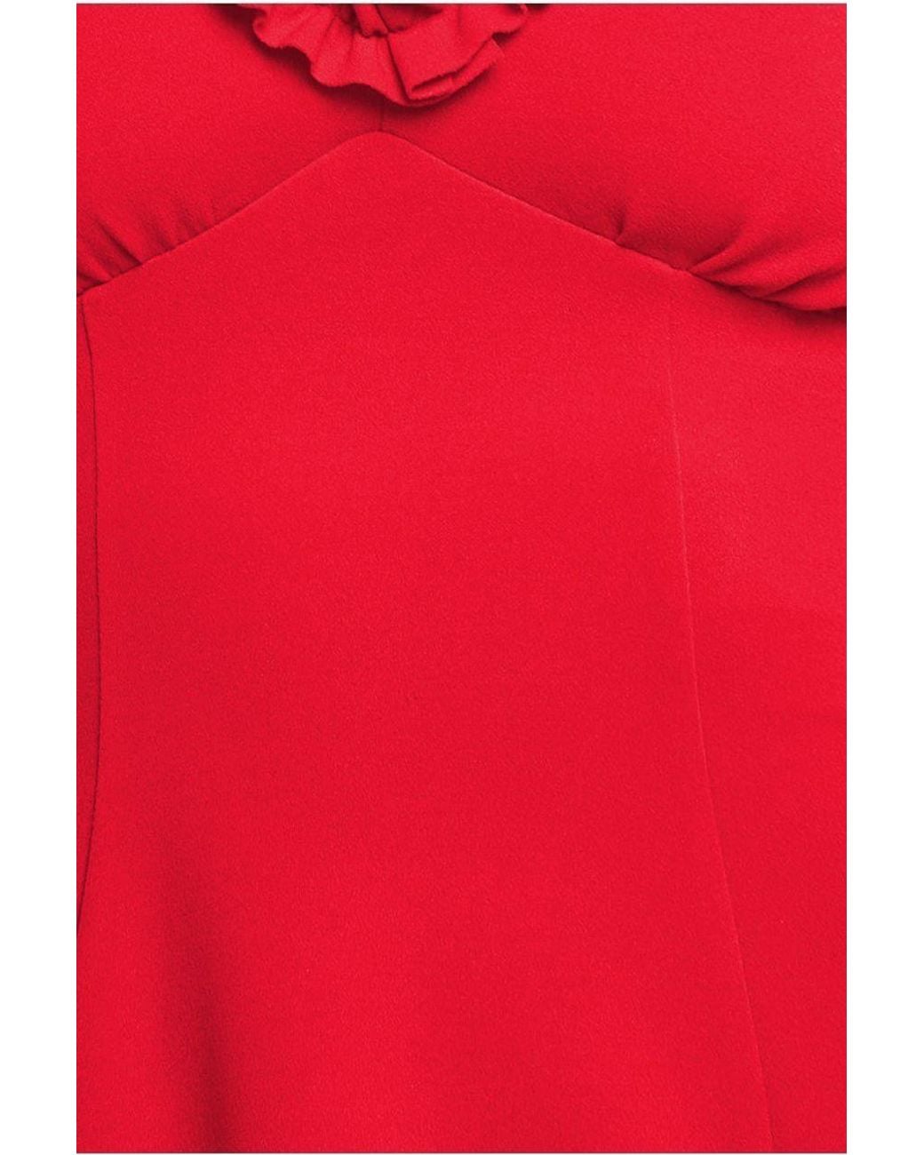Goddiva Red Flare Sleeve Frill Edge Midi Dress