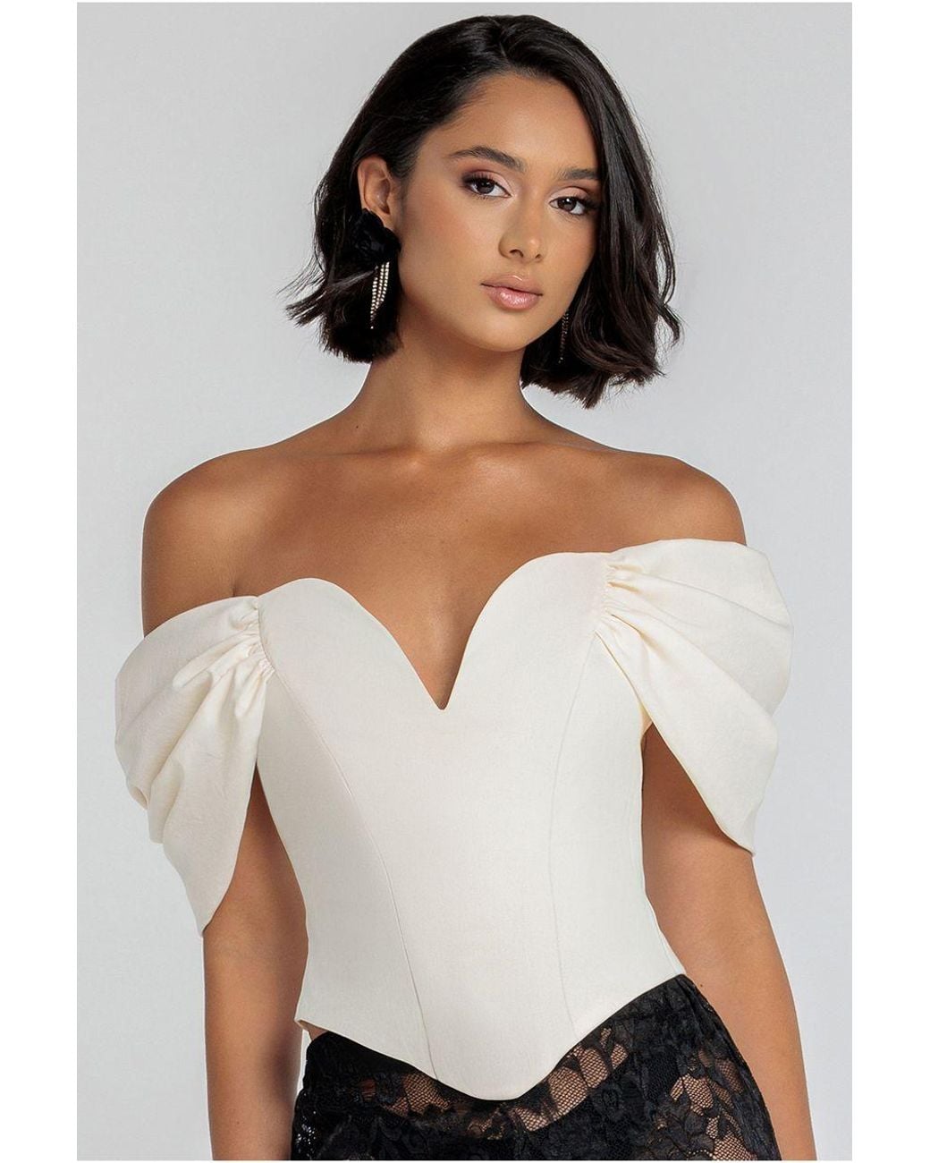 Goddiva Brown Bardot Corset Top