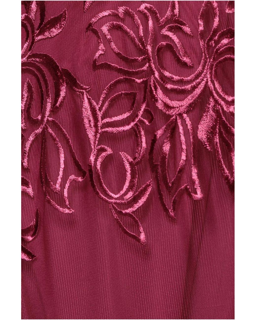 Goddiva Lace Flutter Sleeve Embroidered Mesh A Line Maxi Dress