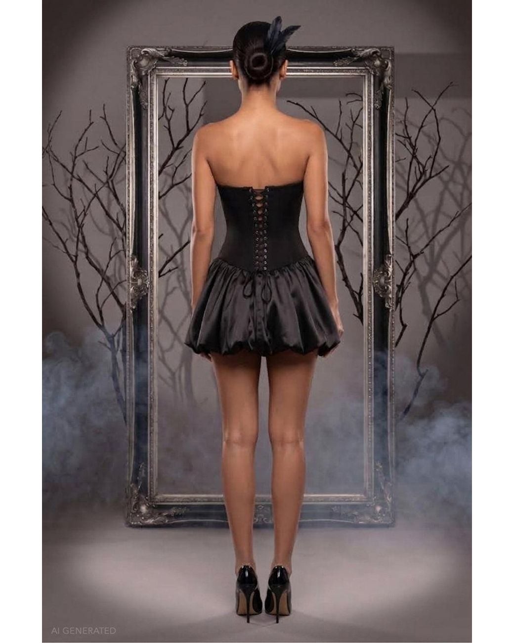 Goddiva Gray Boobtube Corset Mini Swan Inspired Halloween Costume