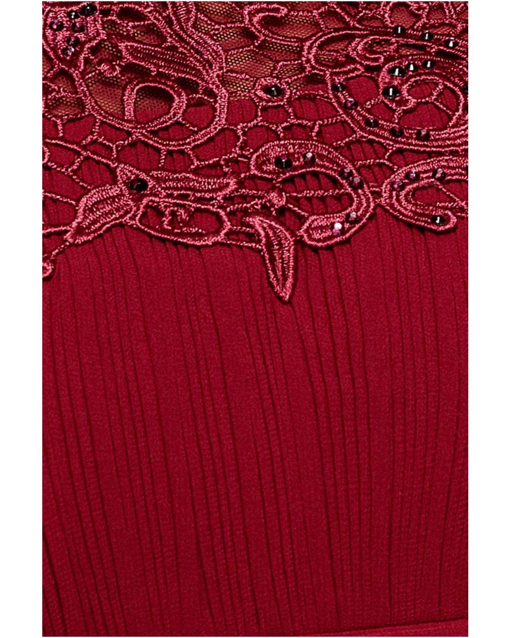 Goddiva Pink Crochet & Pleated Top High Low Maxi