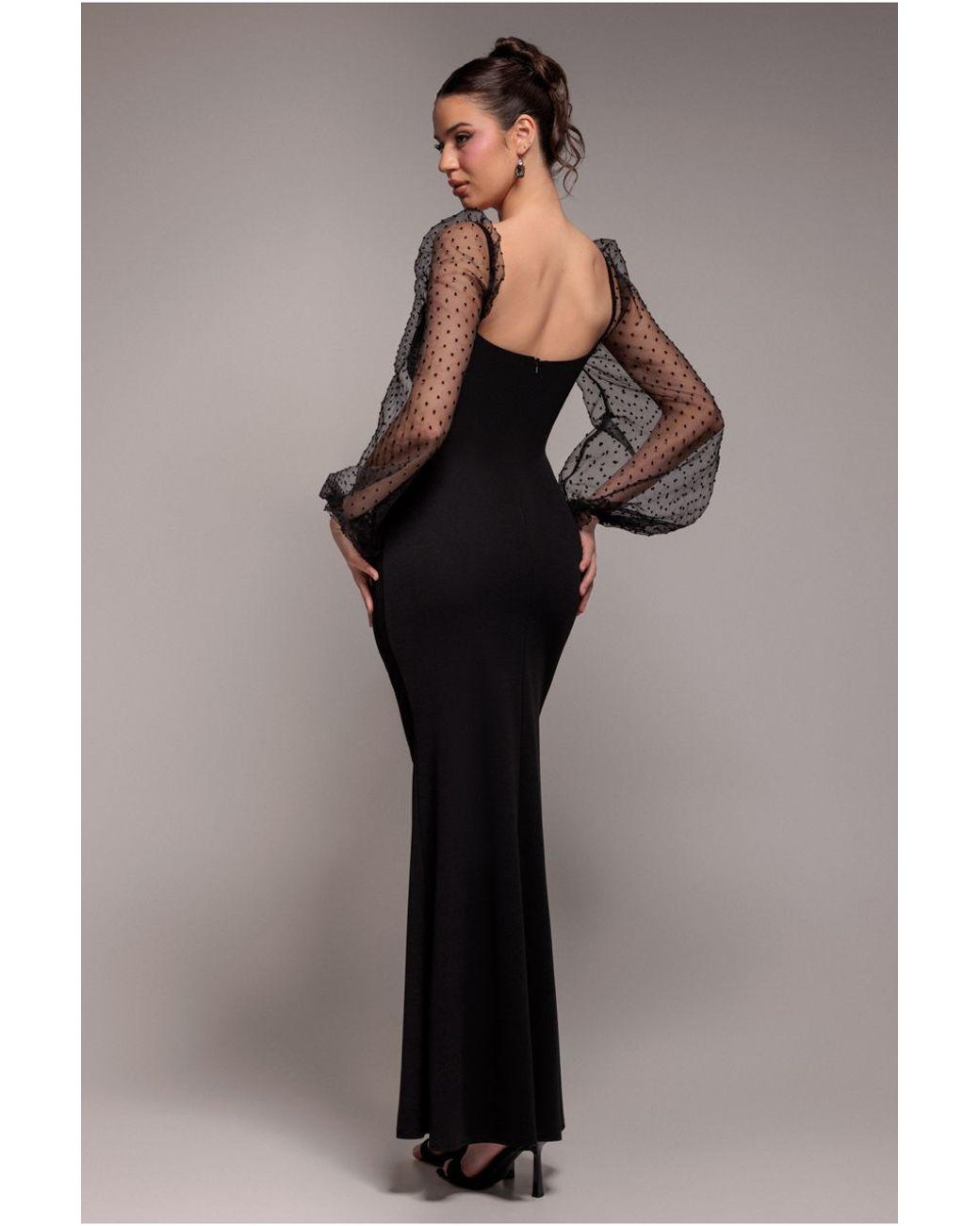 Goddiva Black Dobby Organza Bishop Sleeve Multiway Maxi Dress