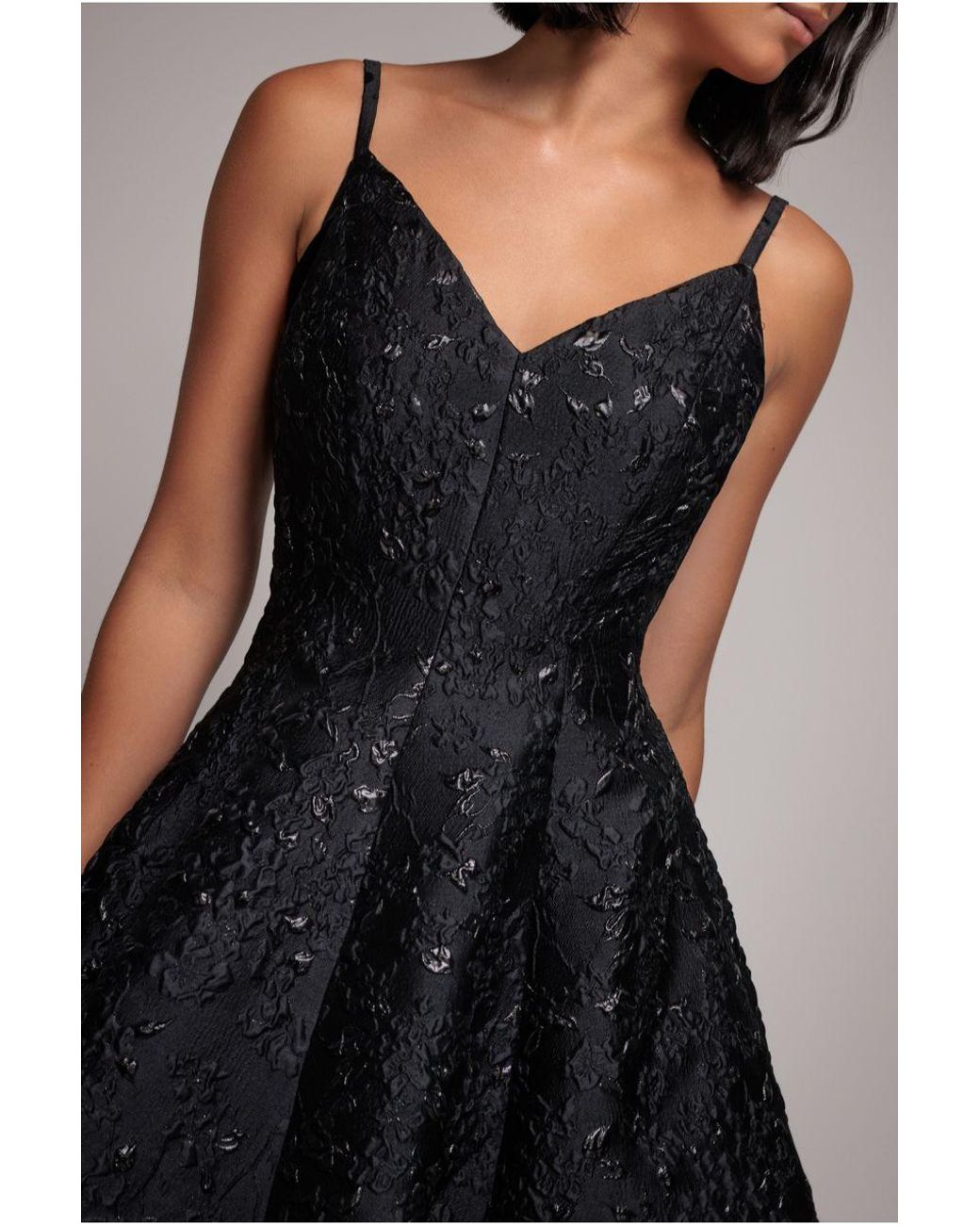 Goddiva Green Jacquard Sleeveless A-Line Midi Dress