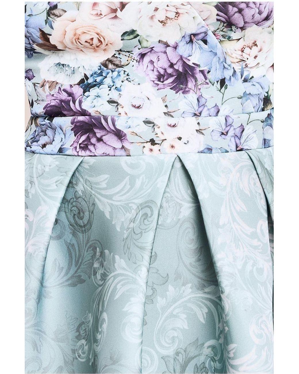 Goddiva Blue Sweetheart Floral Midi Dress