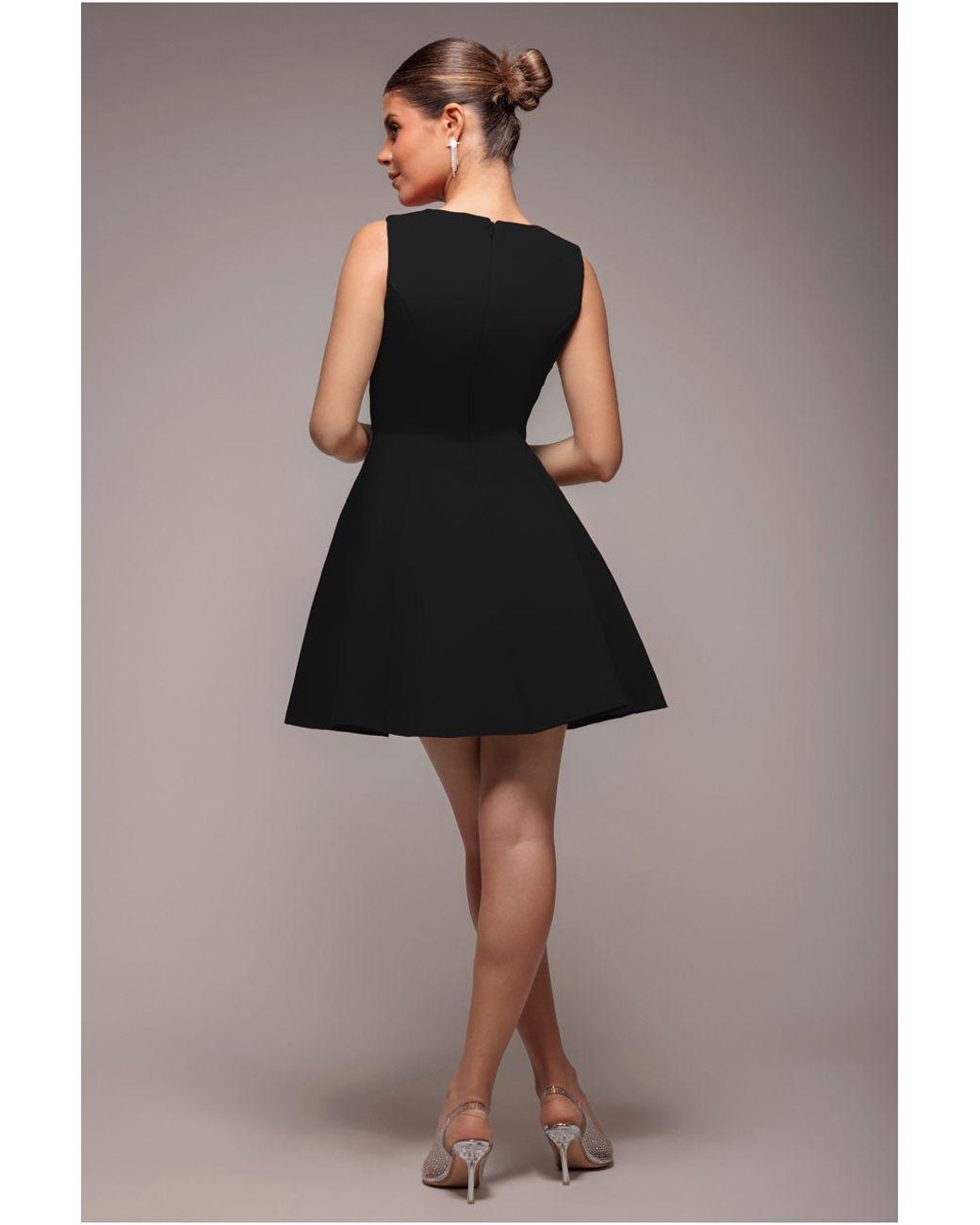 Goddiva Blue Diamante Embellished Neck A-Line Mini Dress