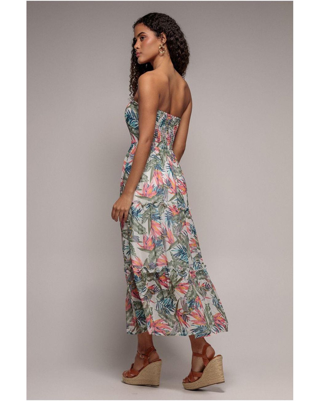 Goddiva Multicolor Bandeau Printed Maxi