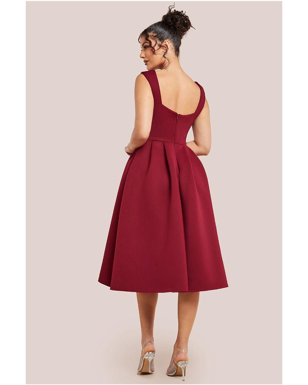 Casual Dresses Red Fit And Flare Midi Dress Aidan Mattox Sleeveless Mikado  Fit And Flare Midi
