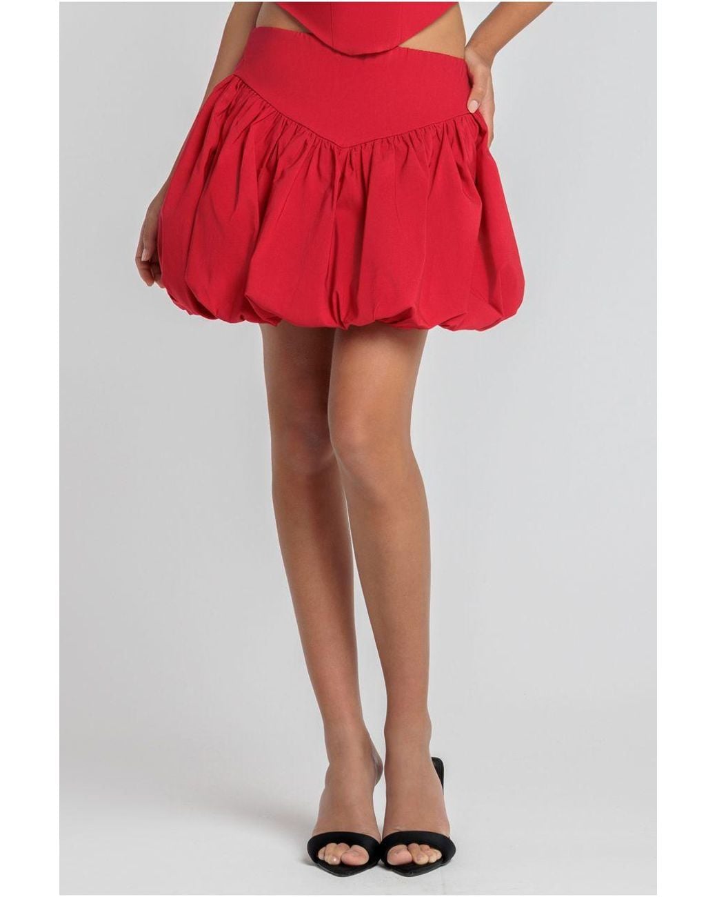 Goddiva Red Bengaline Balloon Mini Skirt