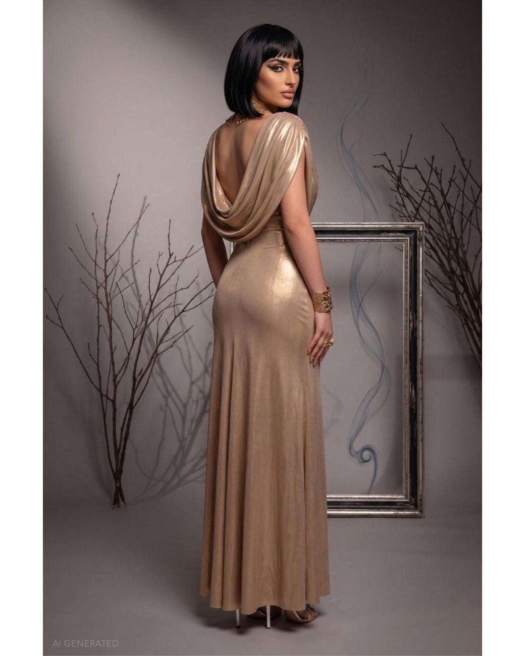 Goddiva Brown Draped Maxi Cleopatra-Inspired Halloween Costume