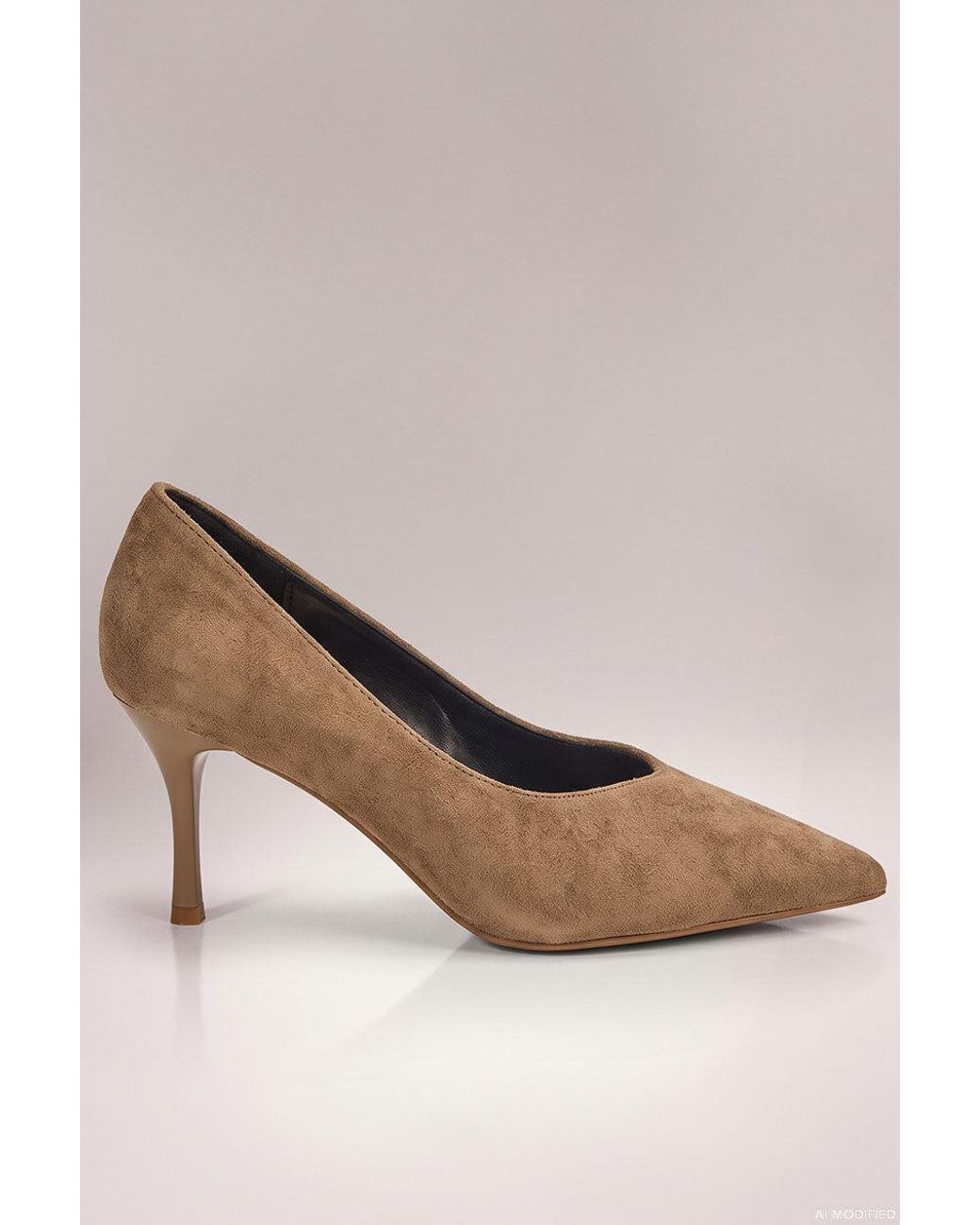 Goddiva Green Classic Low Cut Stiletto Style Suede Court Heels