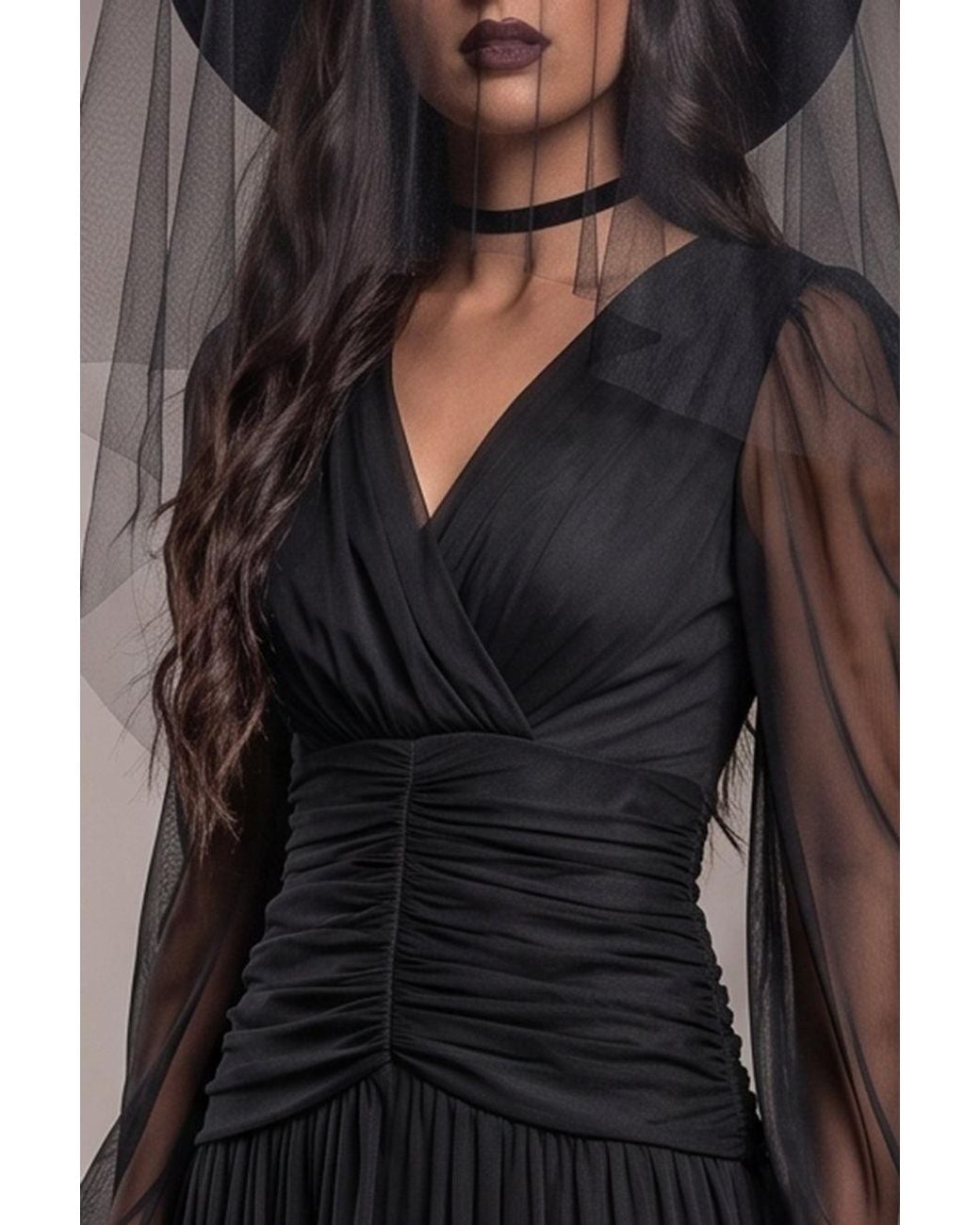 Goddiva Black Long Sleeve Maxi Classic Witch Halloween Costume