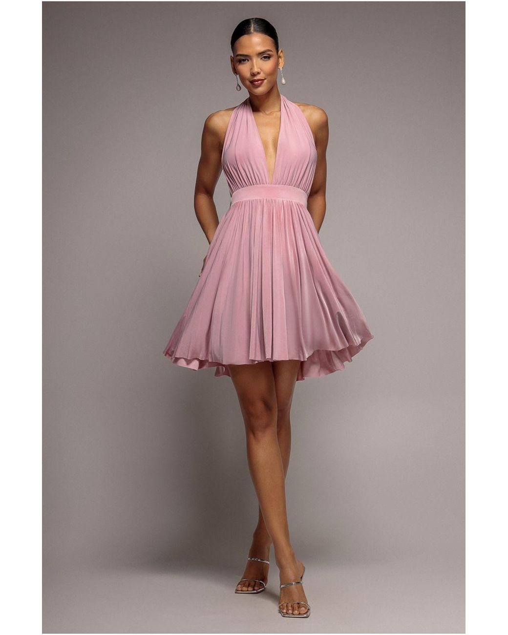 Goddiva Pink Soft Touch Multiway Skater Mini Dress