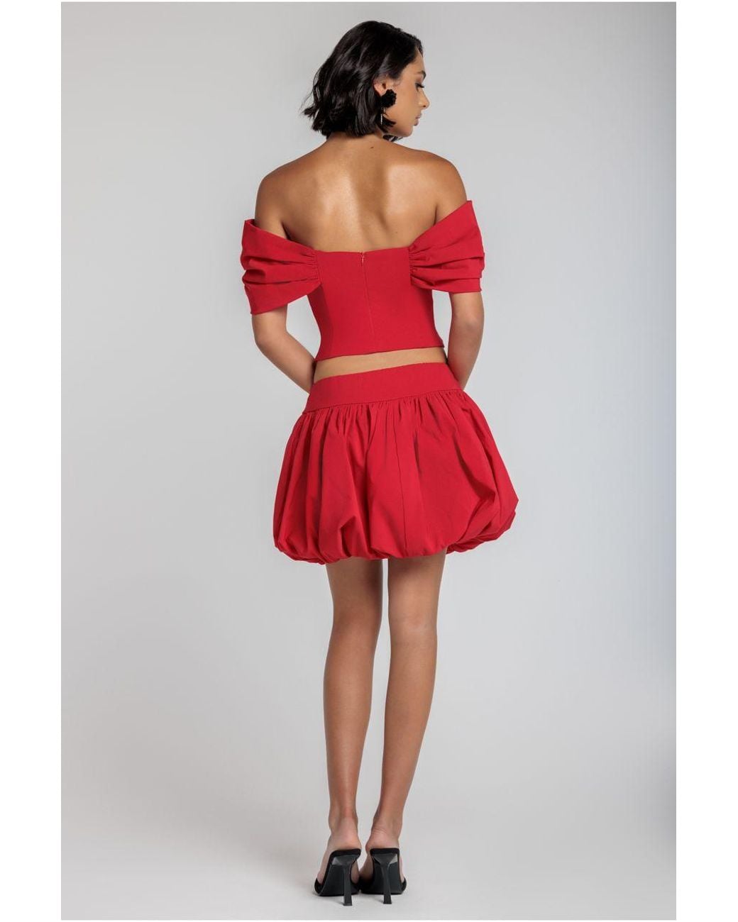 Goddiva Red Bengaline Balloon Mini Skirt
