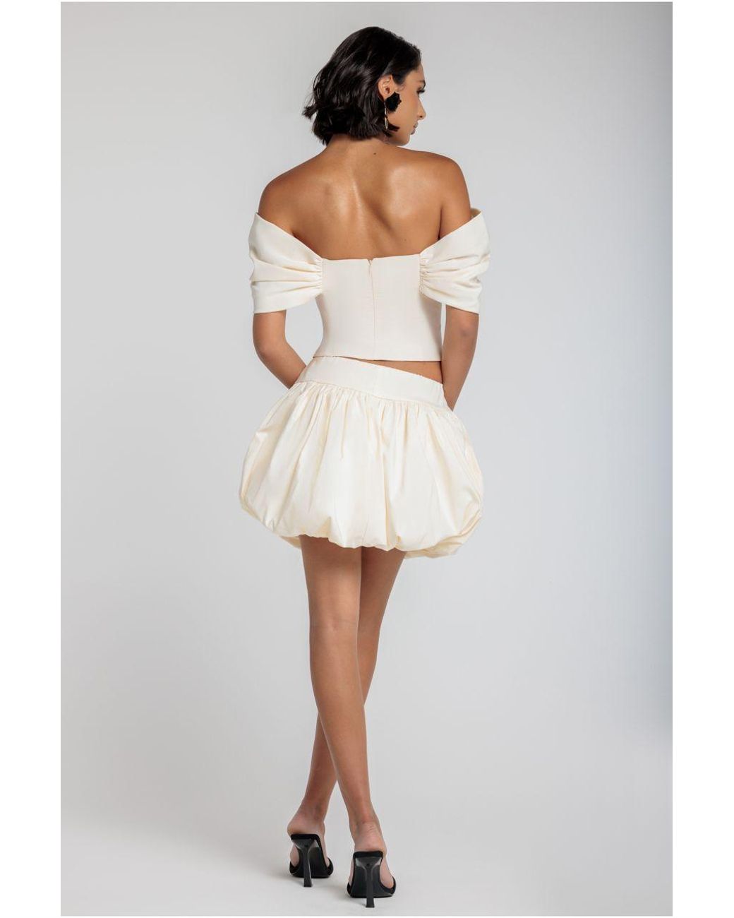 Goddiva White Bengaline Balloon Mini Skirt