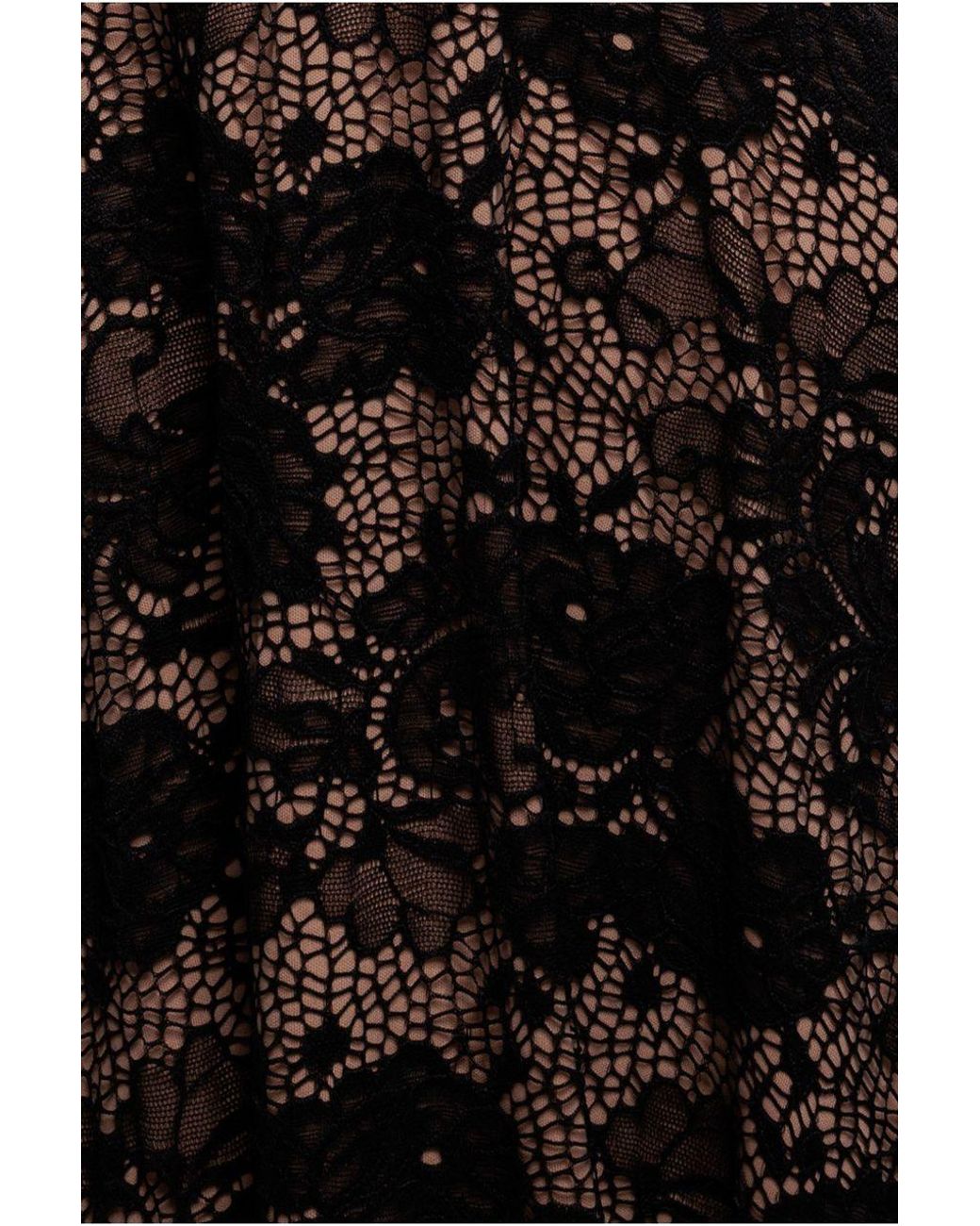 Goddiva Black Scalloped Lace A-Line Midi Dress