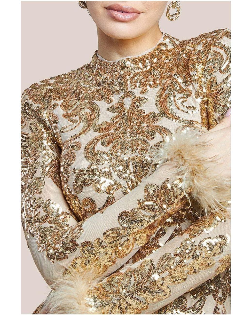 slim fit dress slacks Embellished Sweetheart-Neck Mini Dress in Gold - 8 main image 0