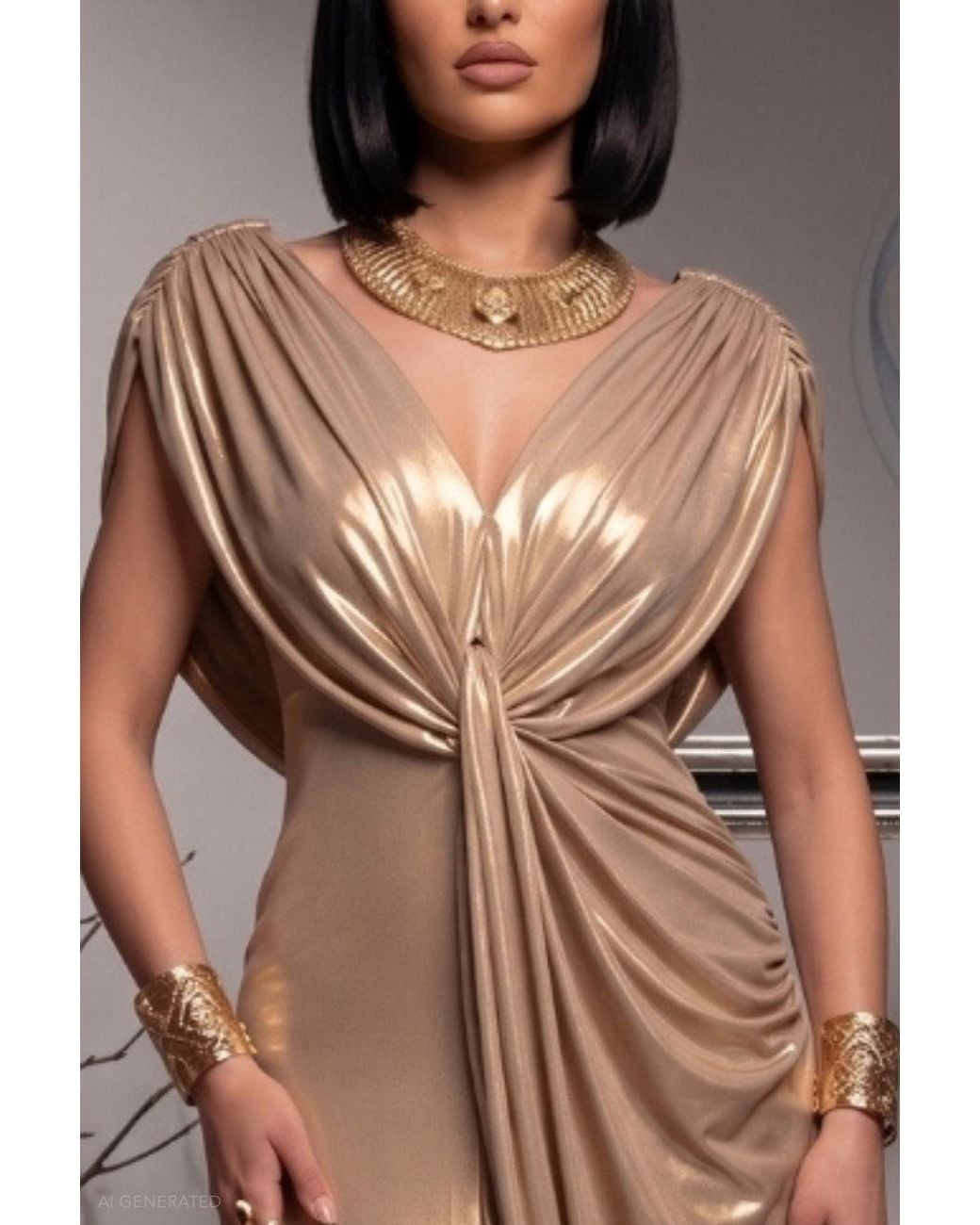 Goddiva Brown Draped Maxi Cleopatra-Inspired Halloween Costume