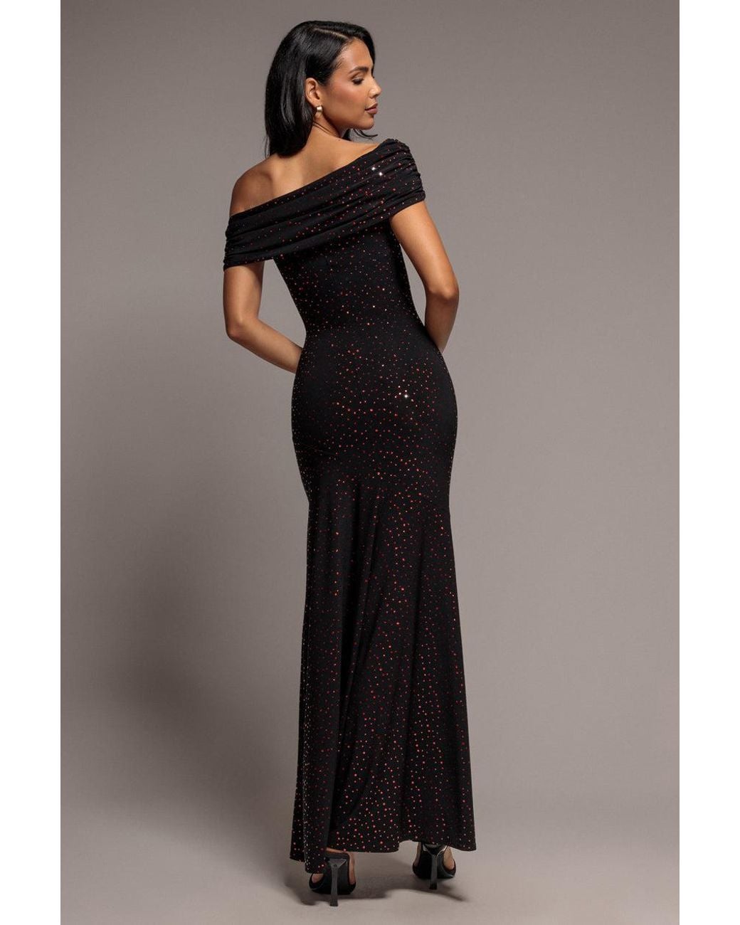 Goddiva Multicolor One Shoulder Fit And Flare Sequin Maxi Dress