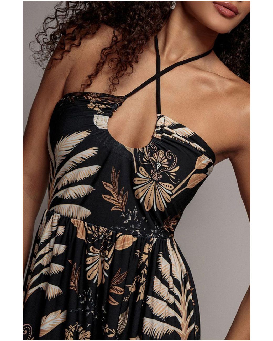 Goddiva Blue Printed Tie Back Maxi