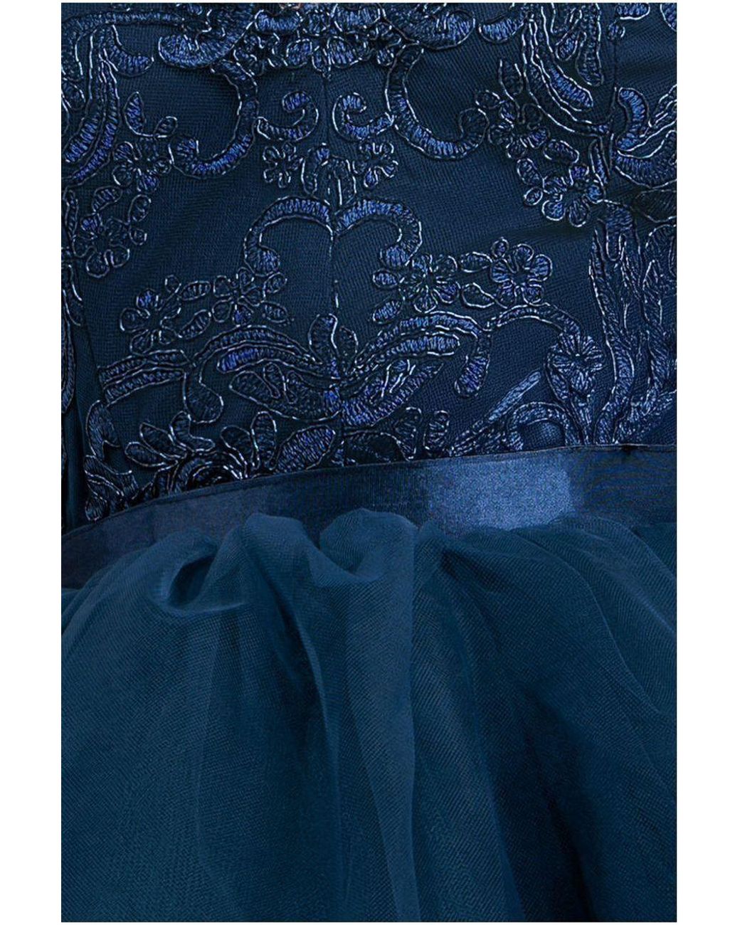 Goddiva Blue High Low Tulle Mini With Lace Bodice