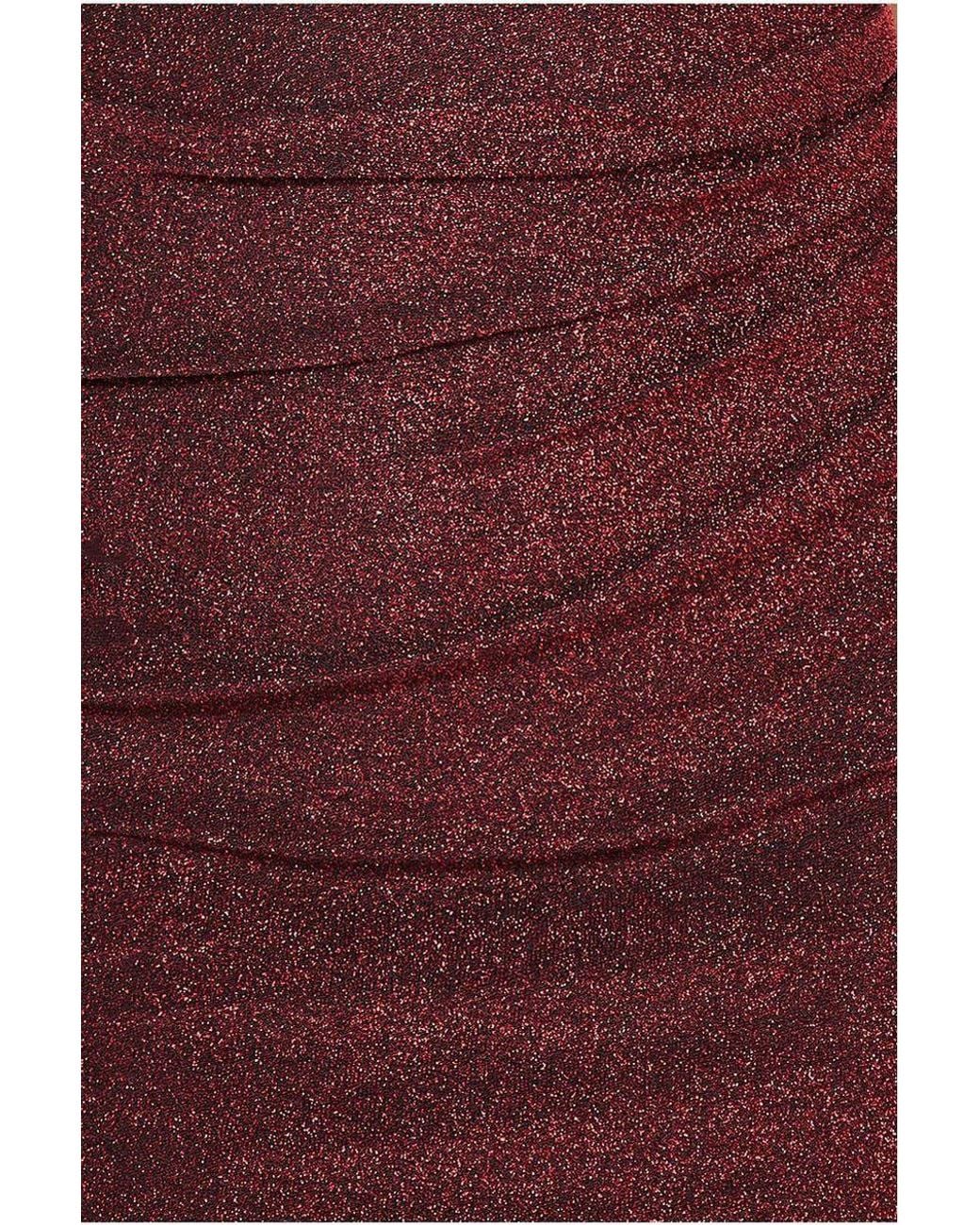 Goddiva Red Lurex Cowl Neck Off The Shoulder Midi