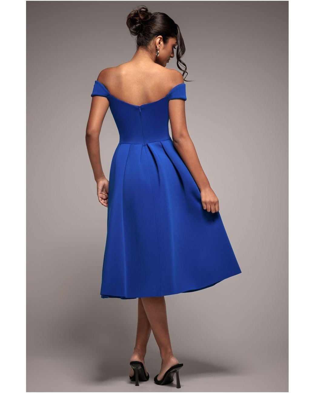 Goddiva Blue Scuba Foam Skater Midi Dress