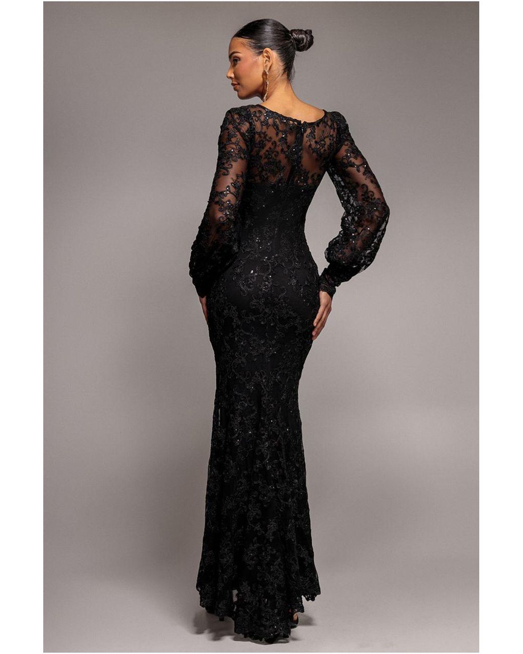 Goddiva Blue Embroidered Lace Scalloped Edge Maxi Dress