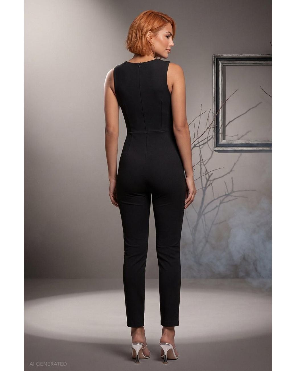 Goddiva Black Sleeveless V-Neck Jumpsuit Spy Agent Superhero-Inspired Halloween Costume