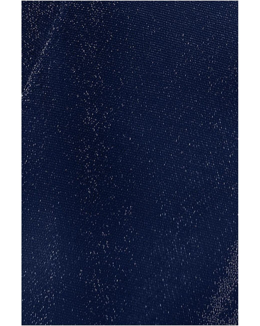 Goddiva Blue Off The Shoulder Lurex High Low Dress