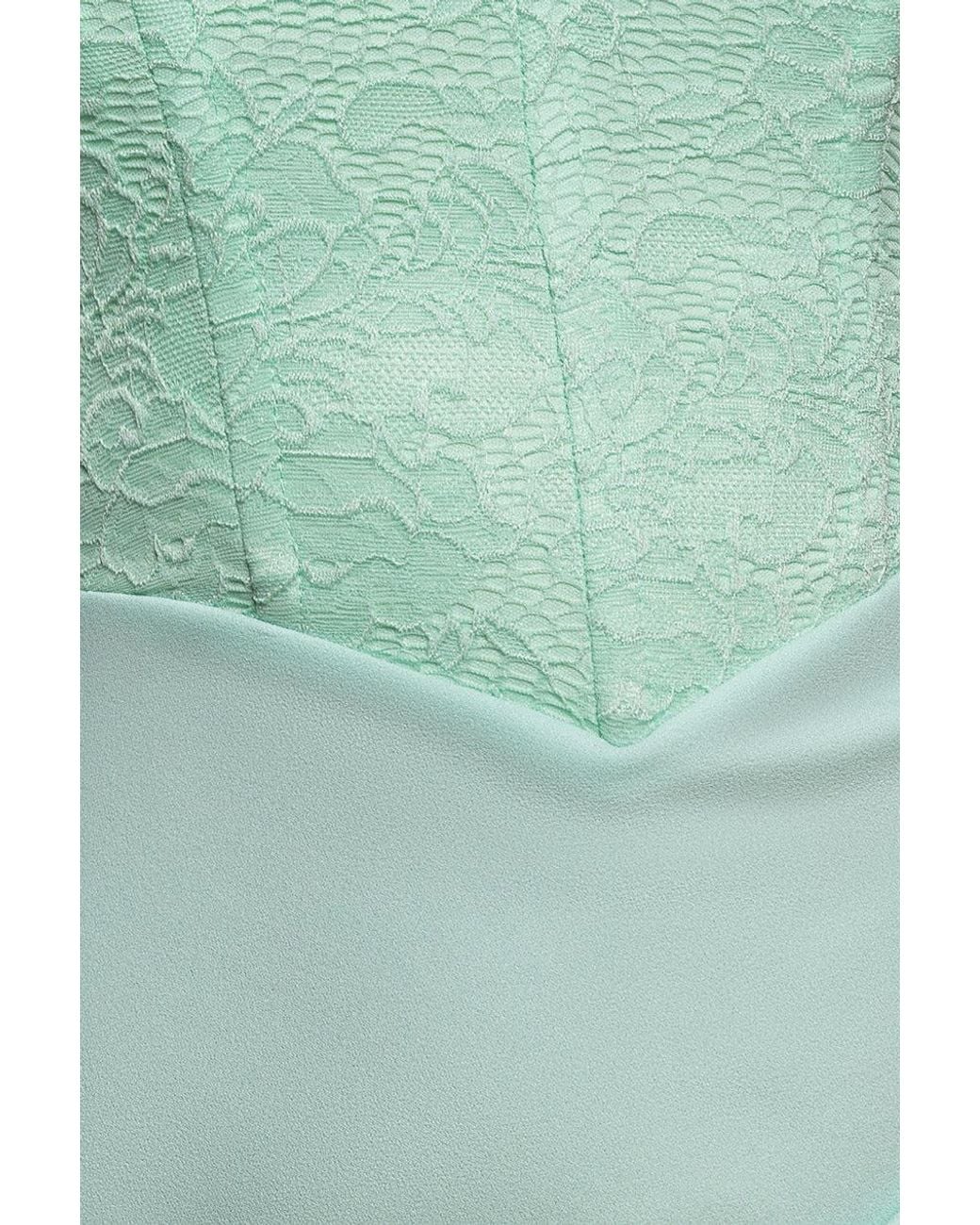 Goddiva Blue One Shoulder Organza Fan Detail Lace Bodice Maxi Dress