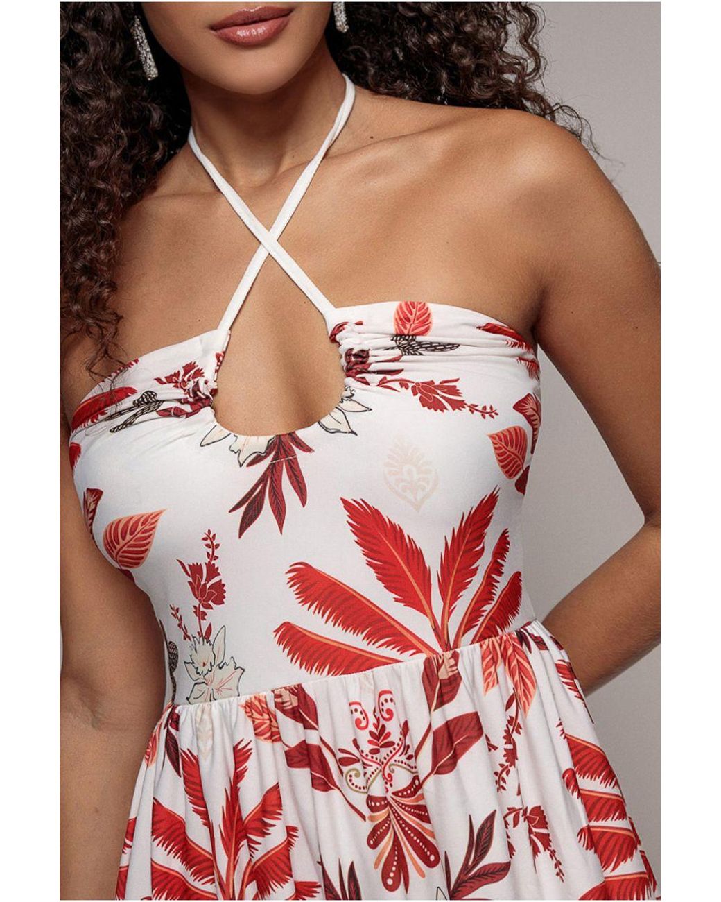Goddiva Red Printed Tie Back Maxi