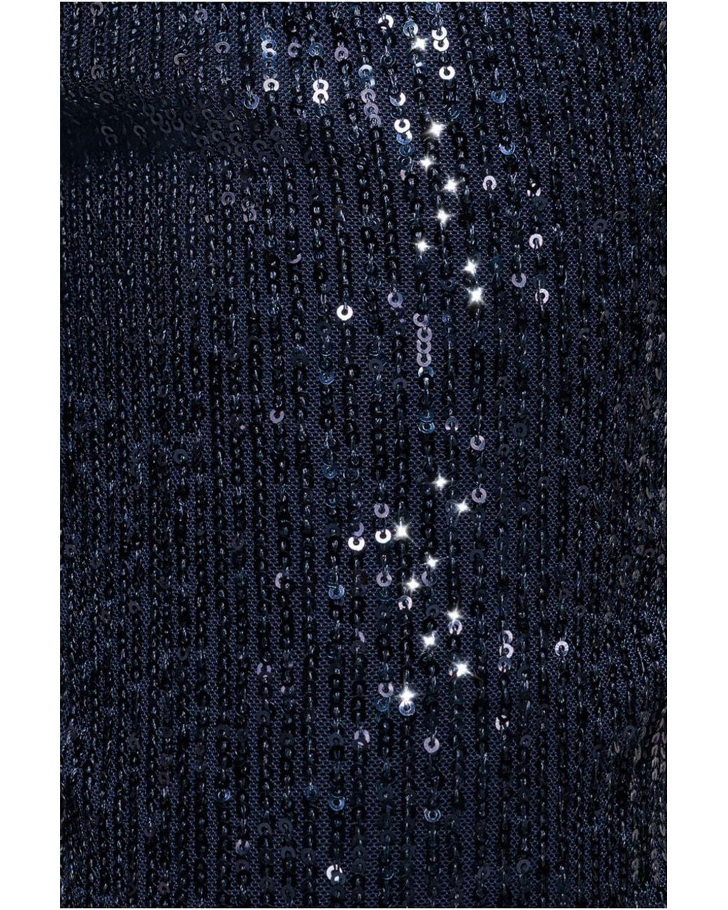Goddiva Blue Sequin Cuffed Ankle Trouser